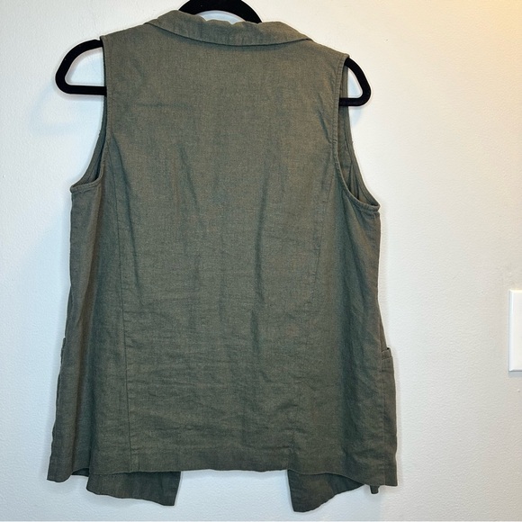 A. BYER  Women’s Linen Blend Green Open Front Vest Lagenlook Size M - Picture 2 of 8